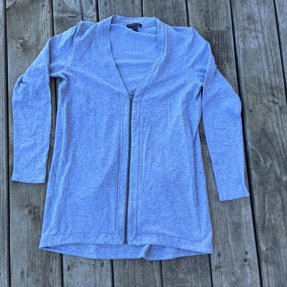 ** Eileen Fisher Zip Up Sweatshirt Jacket Zipper Lightweight Petite Small Gray